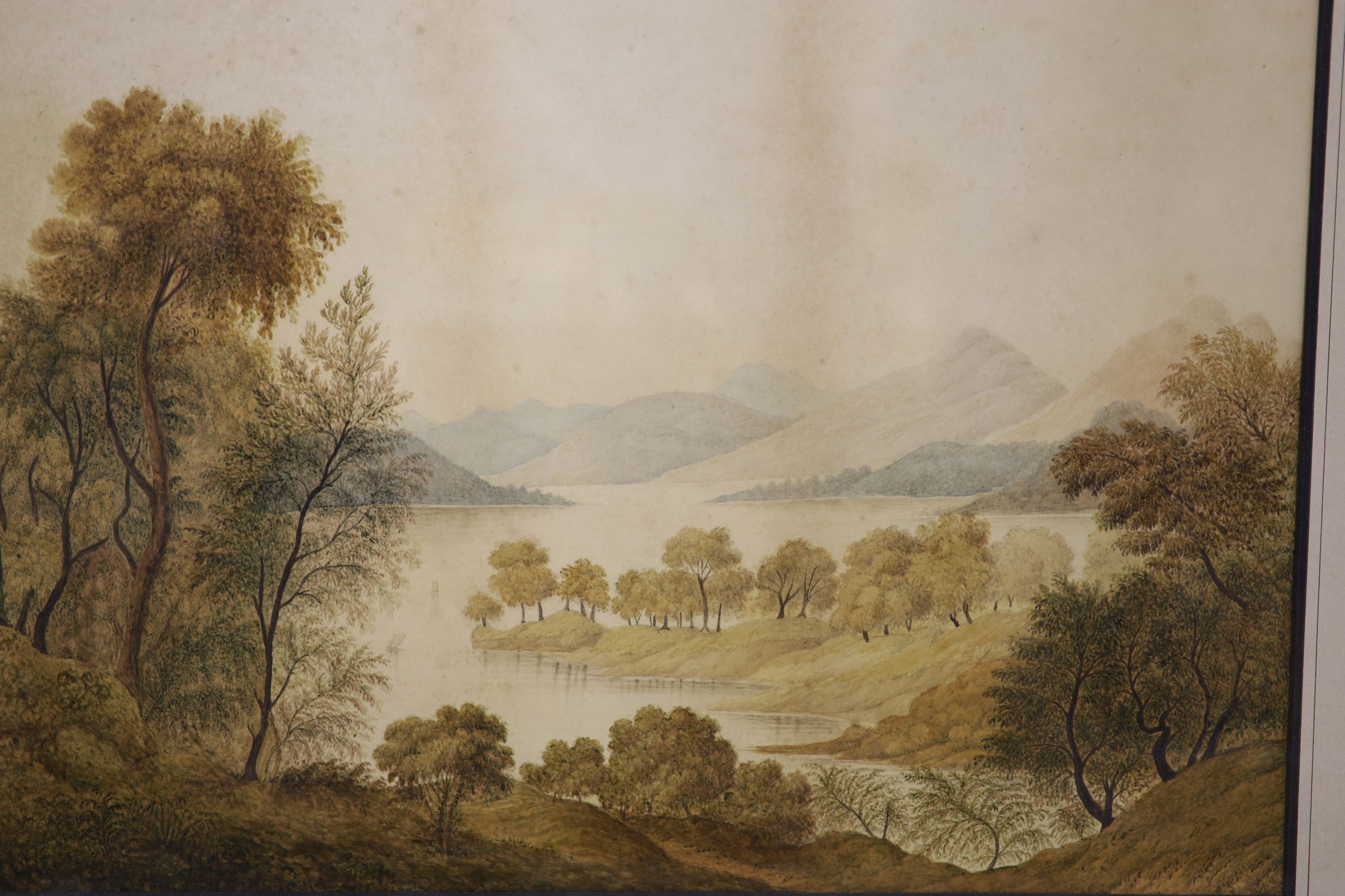 19th Century Swiss School, set of four watercolours, topographical views, 35 x 49cm.